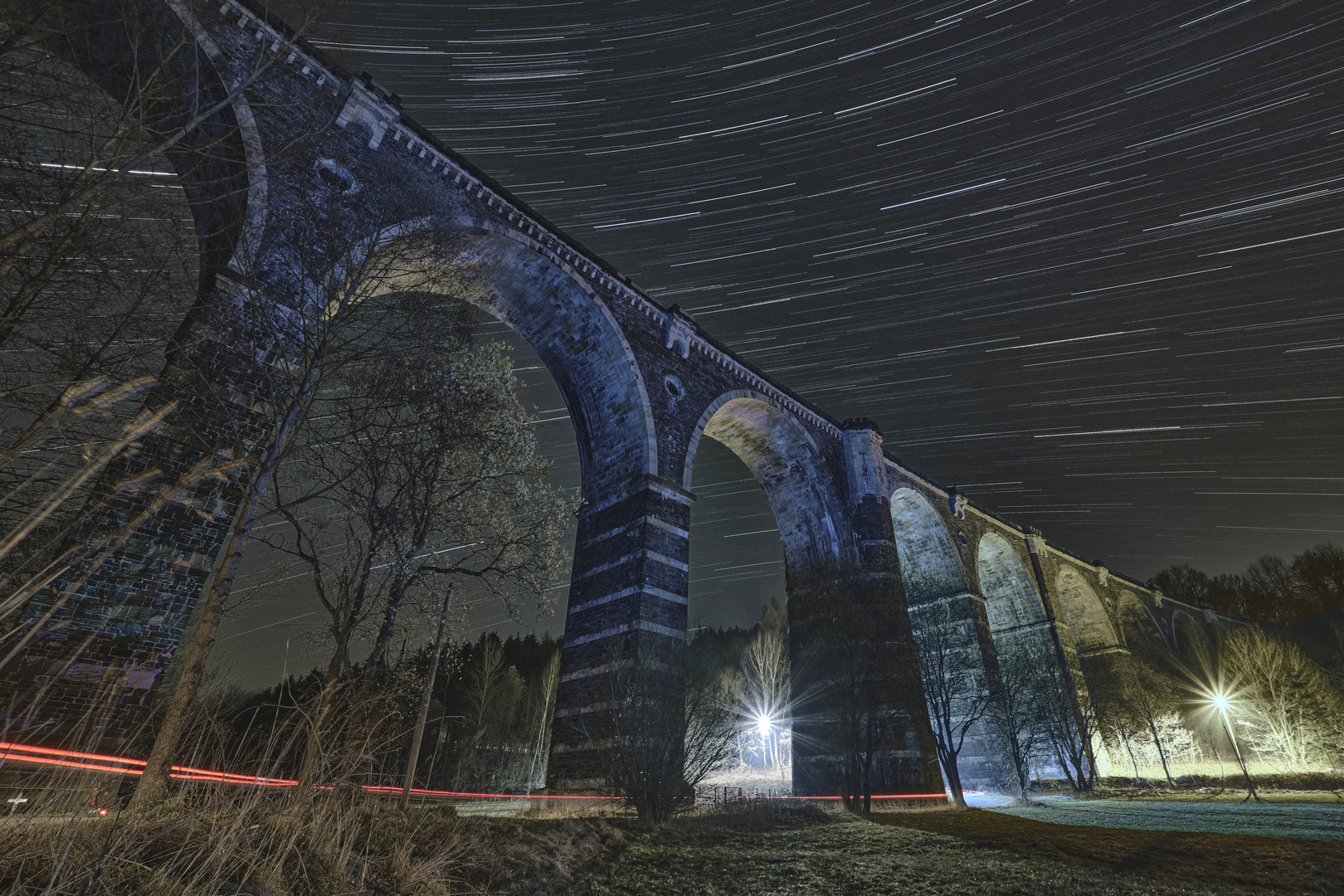 Das Hetzdorfer Viadukt bei Nacht 