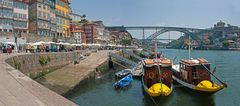 das historische Altstadtzentrum Ribeira (links) mit der Brücke "Ponte Dom Luís I"