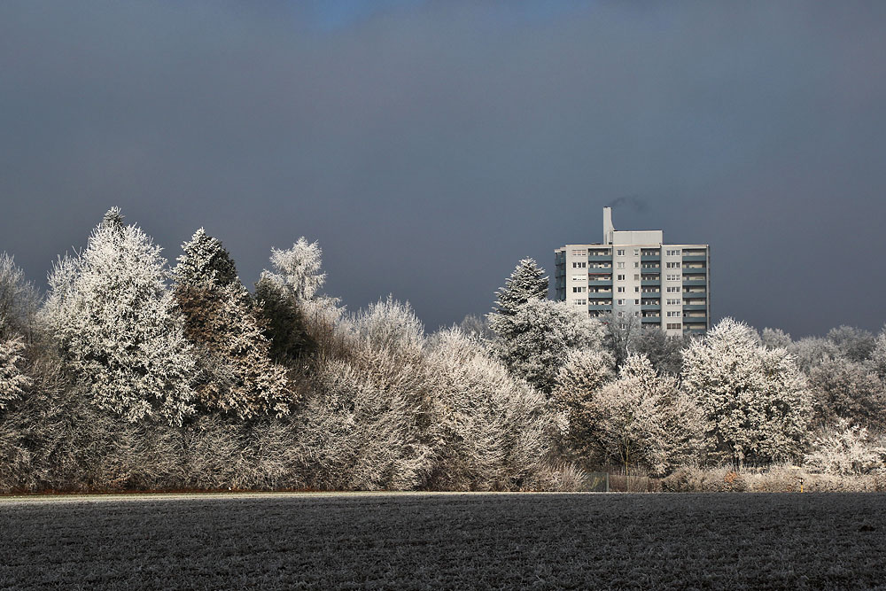 Das Hochhaus im Raureif-Land