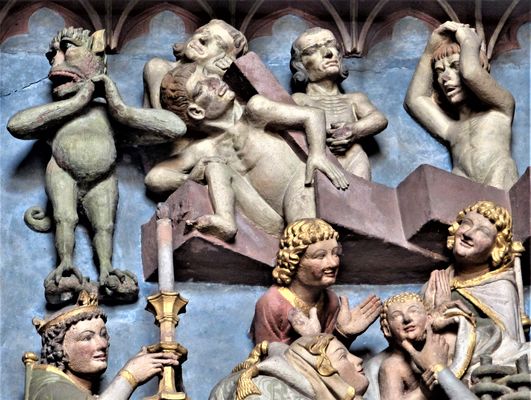 Das jüngste Gericht (Teilansicht) um 1300. Freiburger Münster