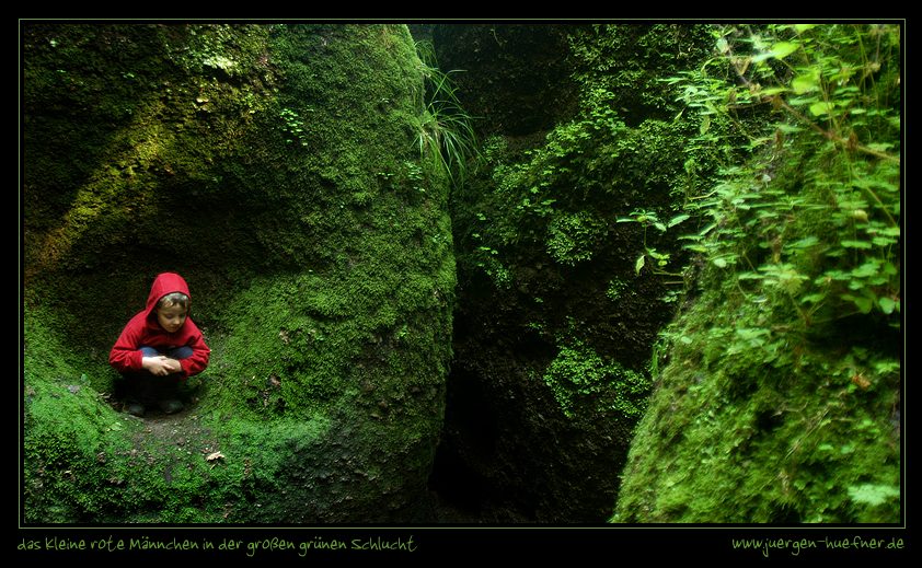 das kleine rote Männchen in der großen grünen Schlucht