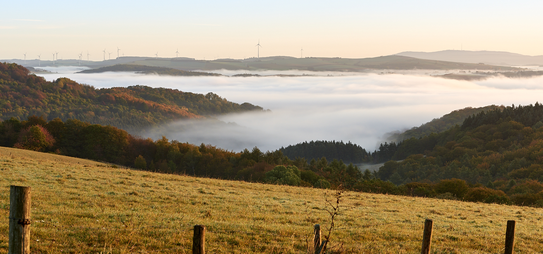 Das Lautertal ist voll Nebel, darüber lag die aufgehende Sonne, meine 2 einzigen Herbstaufnahmen..