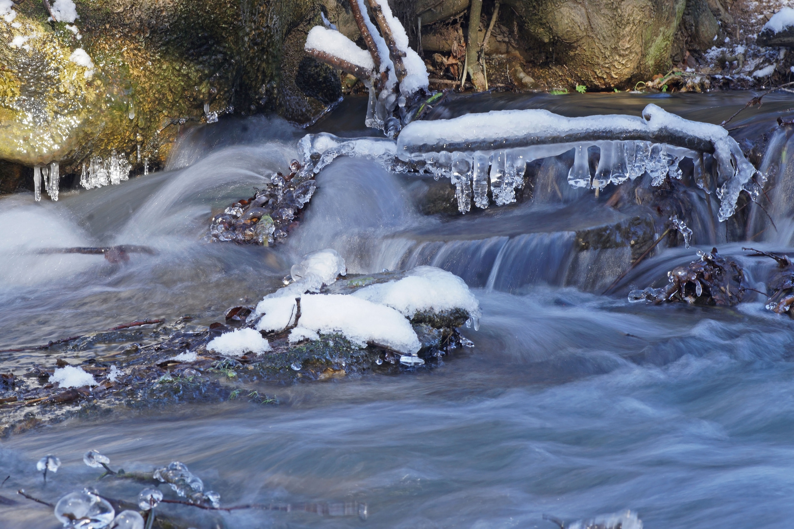 Das Löbauer Wasser mit Eisschmuck