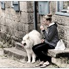 Das Mädchen mit ihrem weißen Spitz - La jeune fille et son loulou blanc