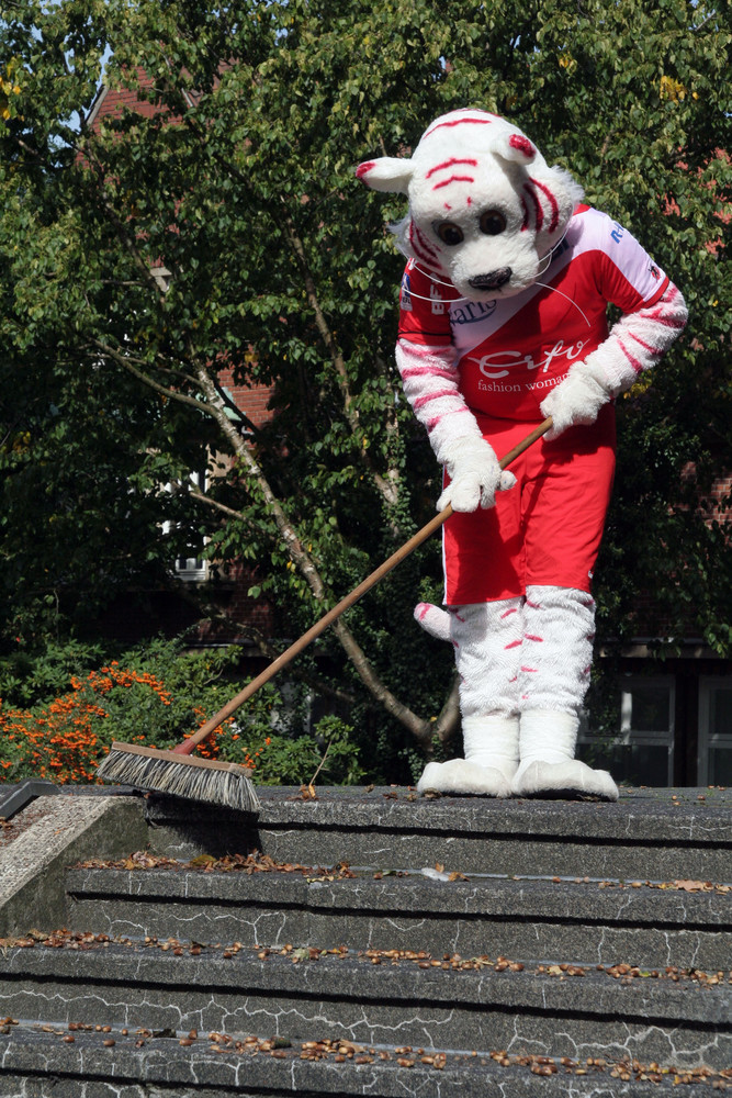 Das Maskottchen der HSG Nordhorn im Sondereinsatz...