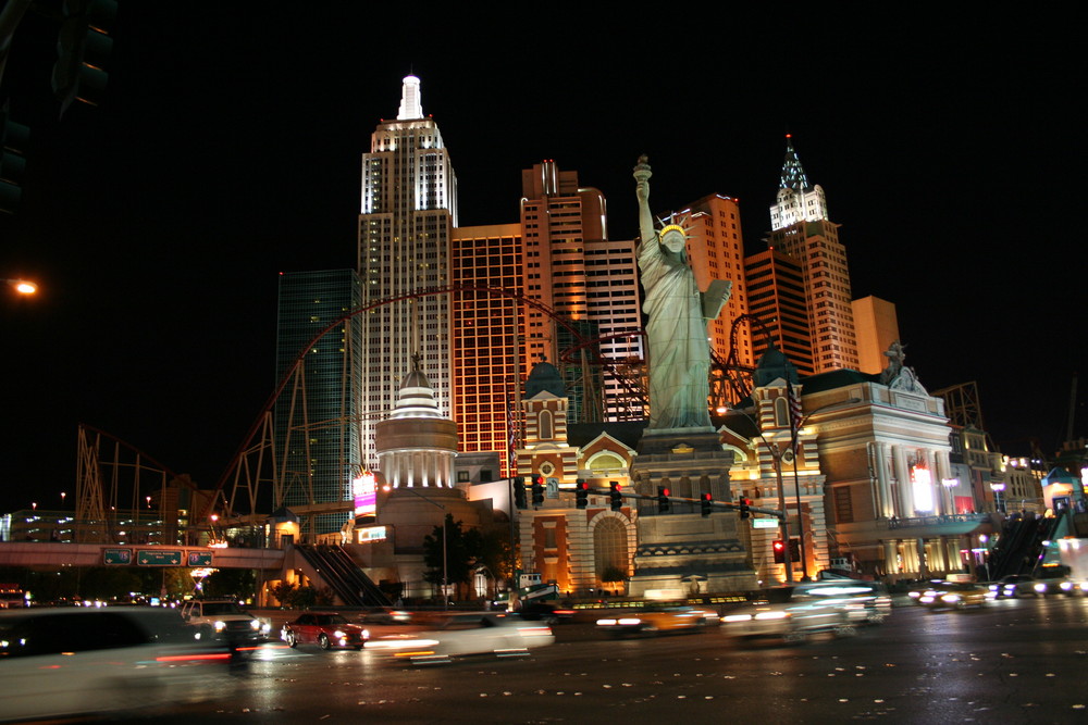 Das "New York, New York " Hotel in Las Vegas bei Nacht