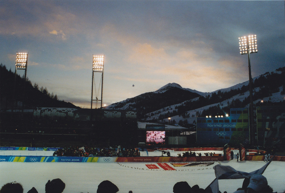 Das Olympiastadion in Turin im Abendlicht