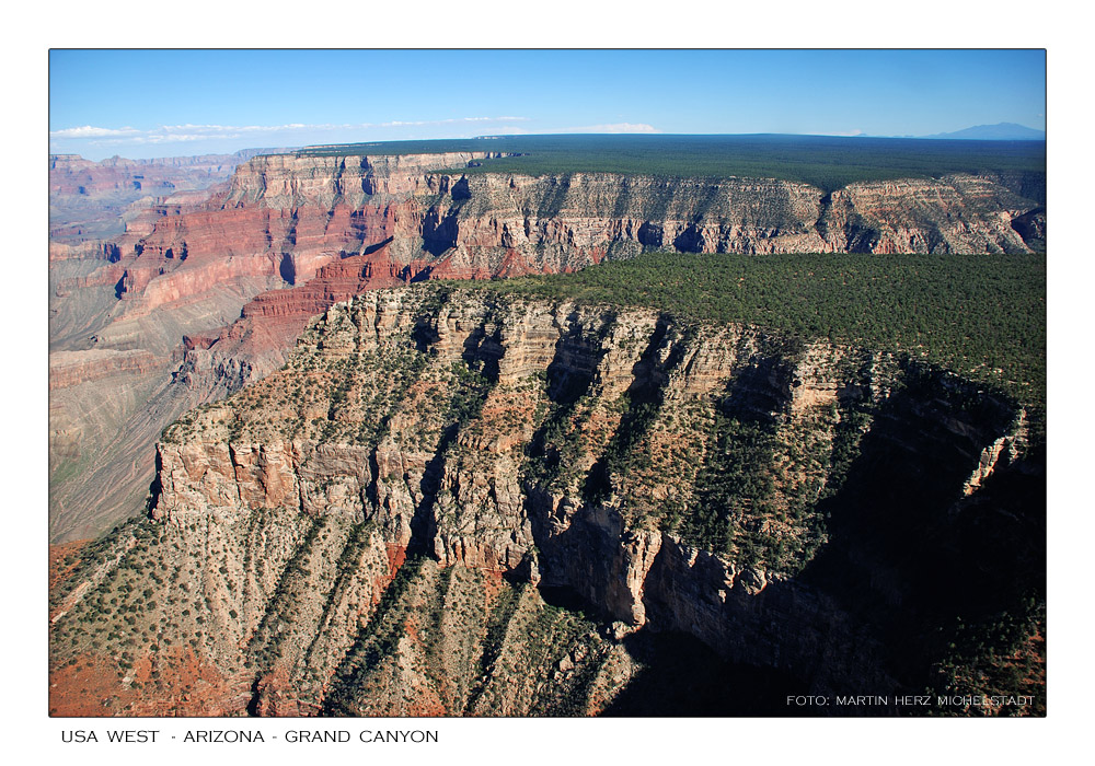 Das Plateau mit dem Kaibab National Forest und der South Rim.