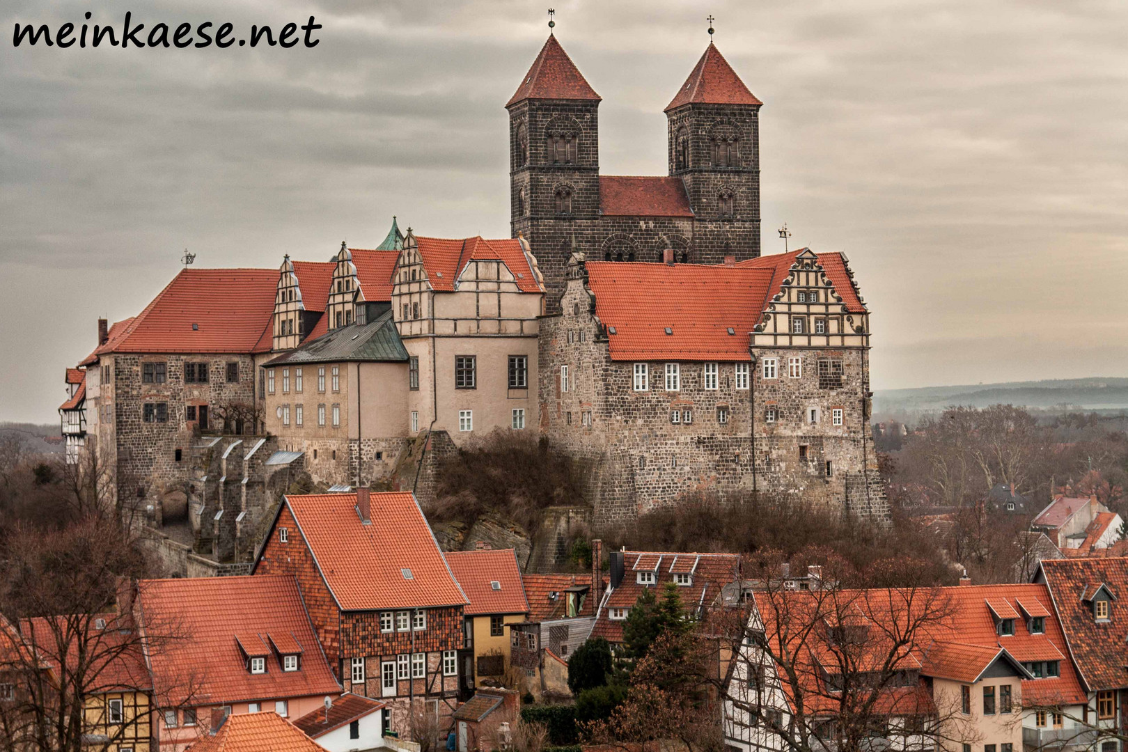 Das Quedlinburger Schloss vom Münzenberg aus.