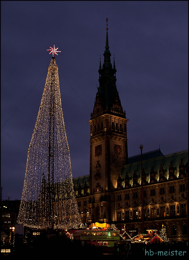 Das Rathaus im Glanz des Weihnachtsmarktes (1)