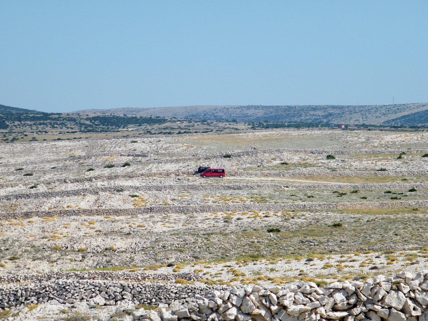 das rote auto in der weite