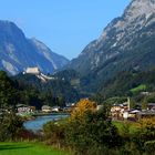 Das Salzachtal bei Werfen mit der gleichnamigen Burg Hohenwerfen