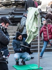 Das schwebende "Standbein" wird in Position gebracht