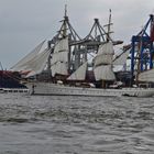 Das Segelschulschiff der Deutschen Marine führte die Einlaufparade an...