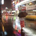 Das Taxirufen bei Regen in Changwon