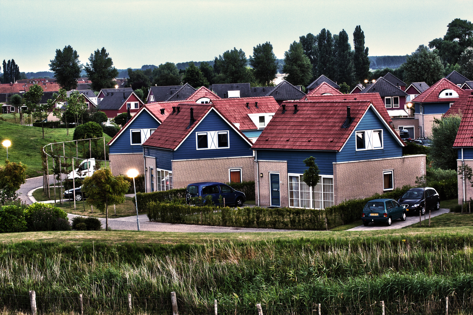 Das Village Scaldia Gelände lustige Bunte kleine Häuschen