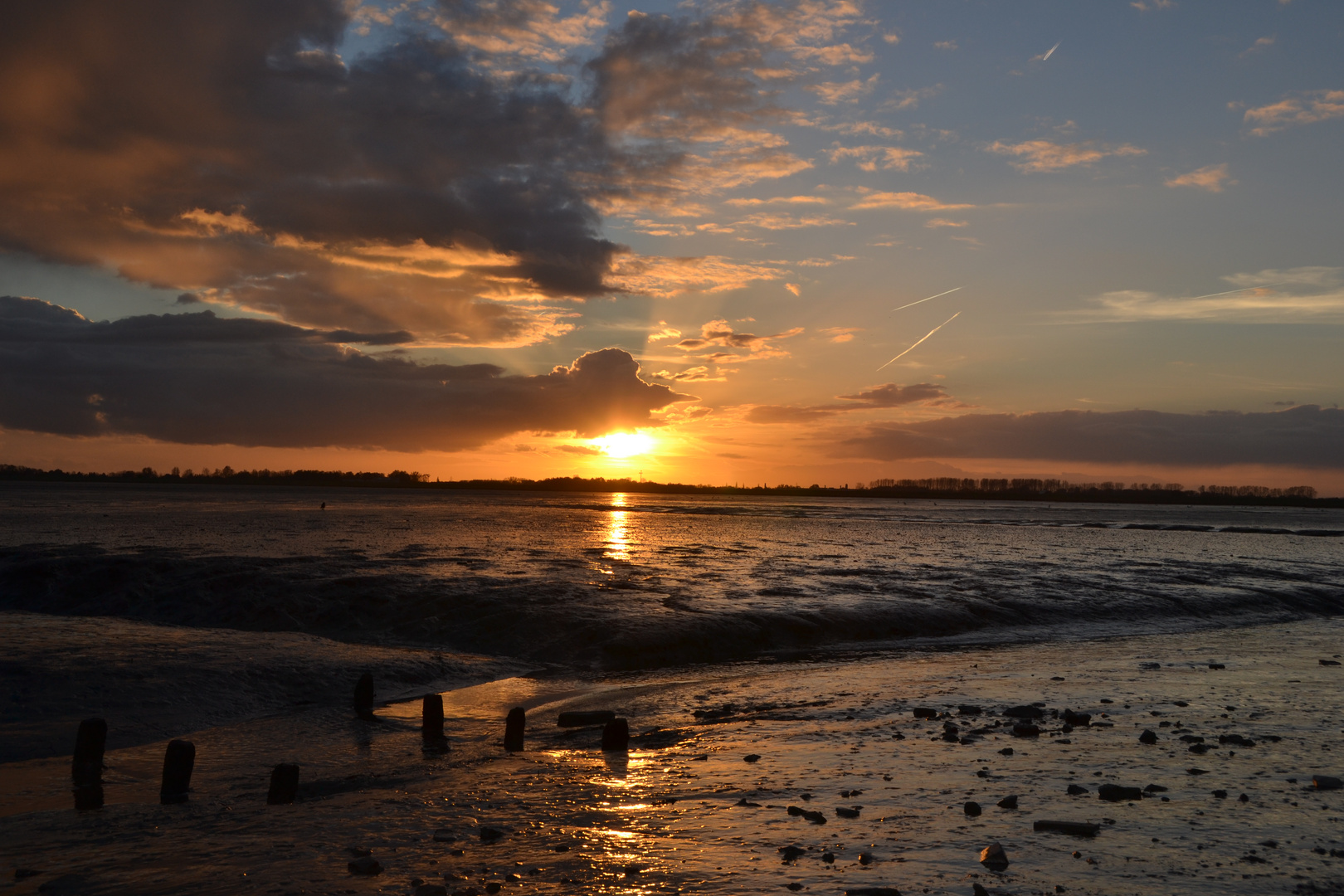 Das Watt bei Sonnenuntergang