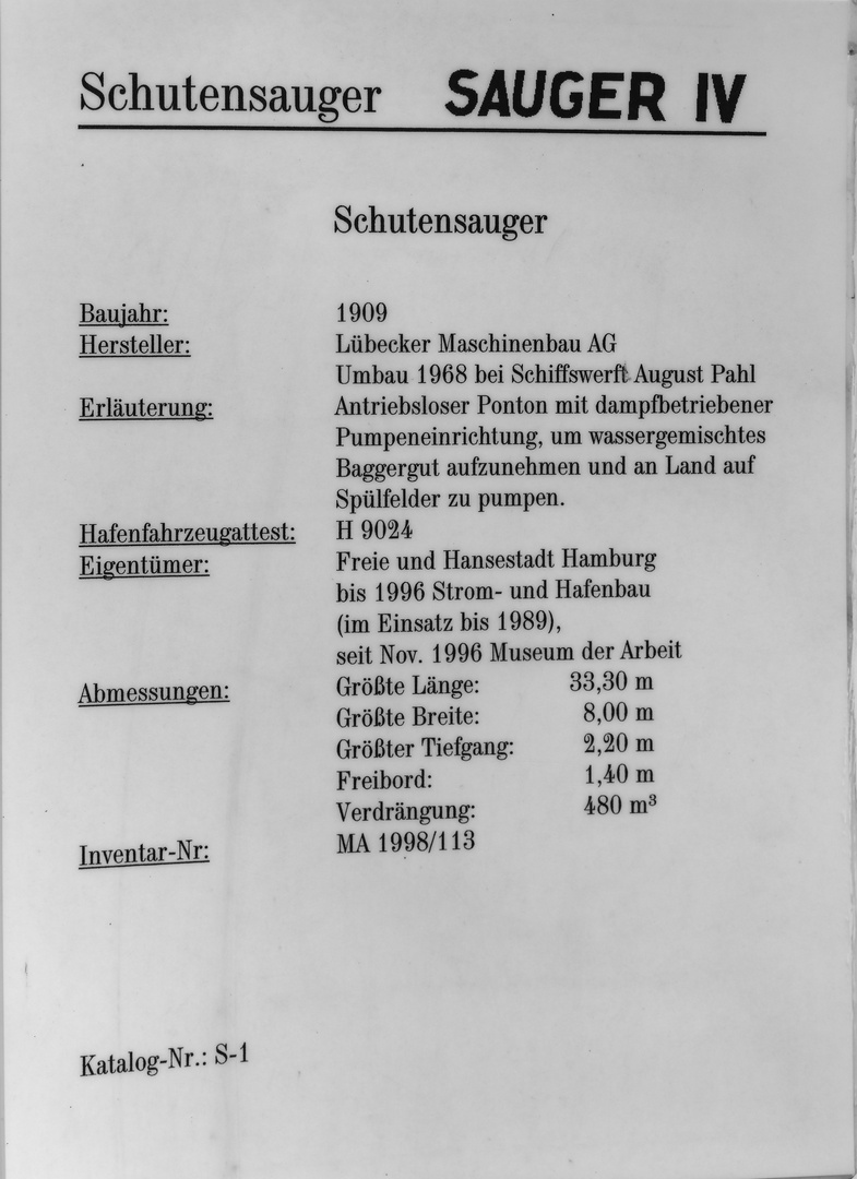 Datenblatt Sauger IV