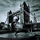 David Wynne's Girl With A Dolphin Statue At Tower Bridge - London.