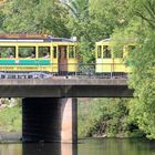 Dazumal: Historische Straßenbahn auf der  Sandower Brücke in Cottbus