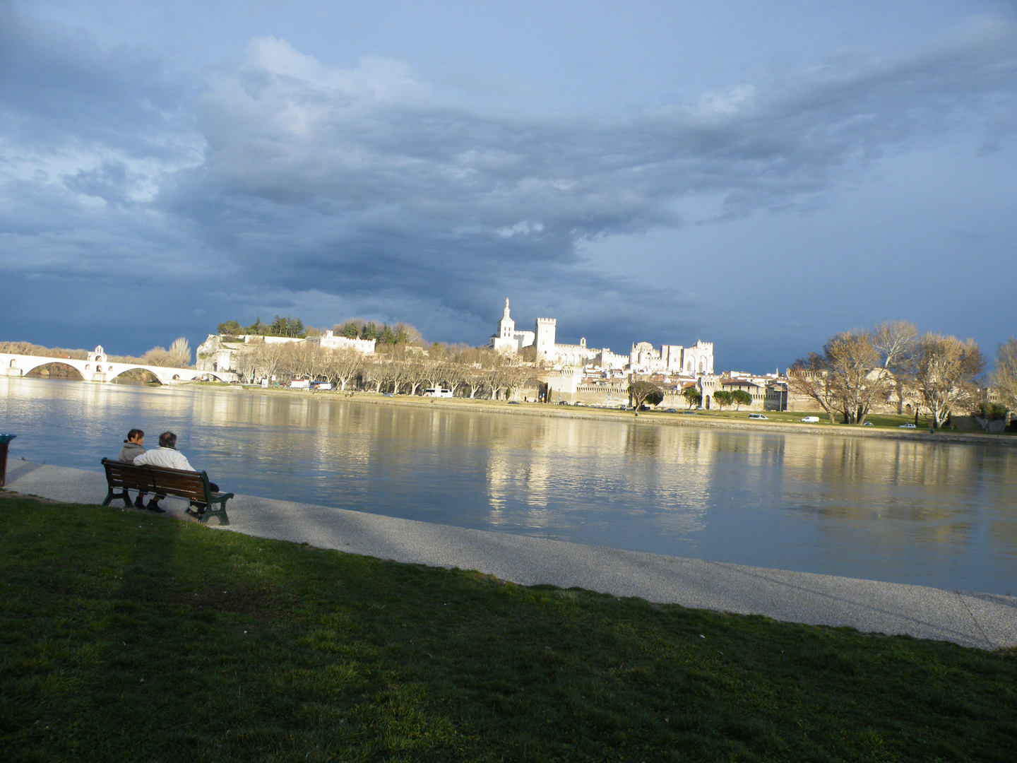 De l'autre côté du Rhône aperçu du Palais des Papes à Avignon