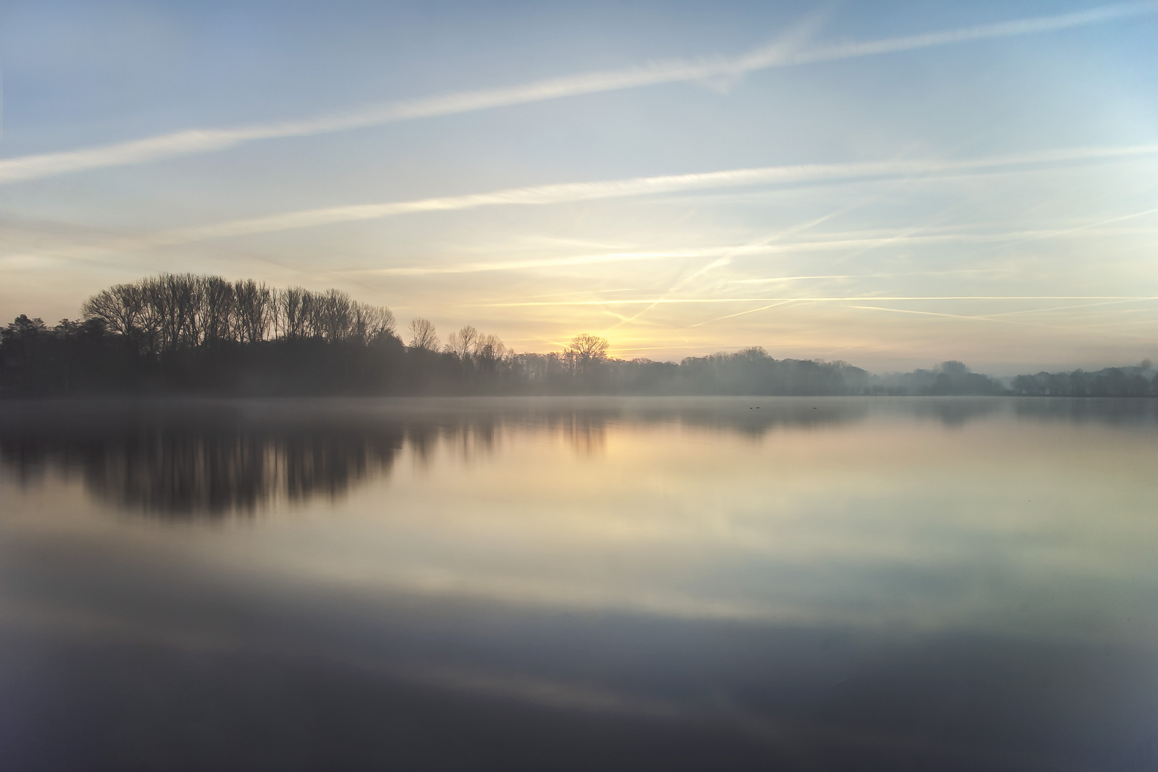 De Wittsee in Nettetal heute Morgen kurz vor Sonnenaufgang