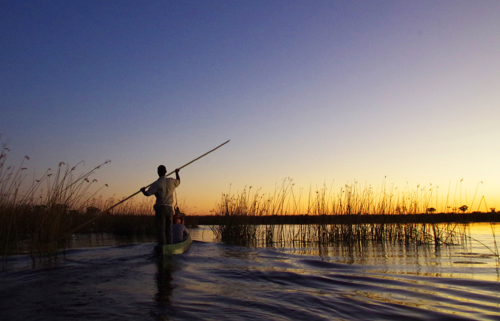 mit dem Mokoro im Okawango Delta von Herbert Lang 