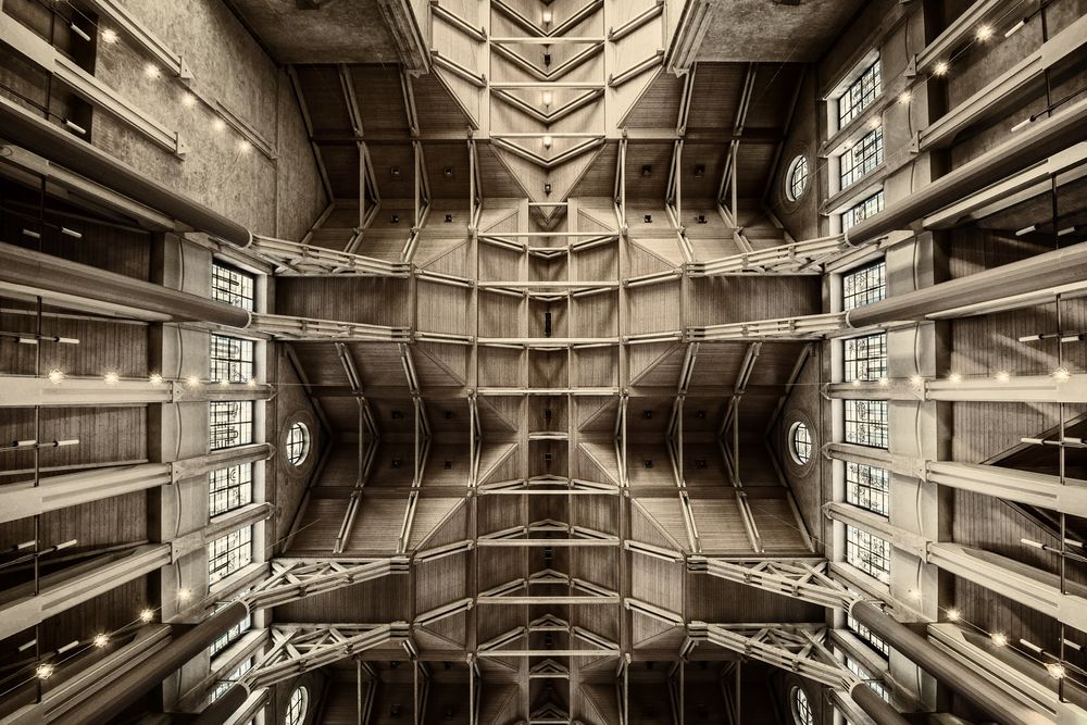 Deckenkonstruktion Foto & Bild | architektur, sakralbauten, monochrom