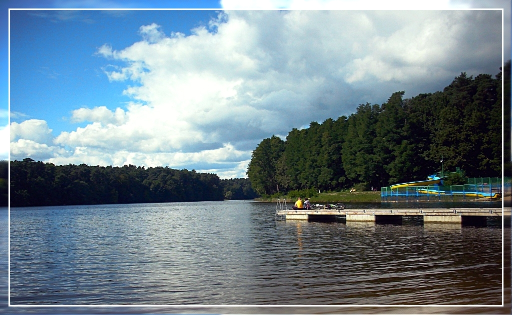 Deep lake in September day