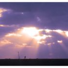 deich, wolken, sonne bricht durch, sturm