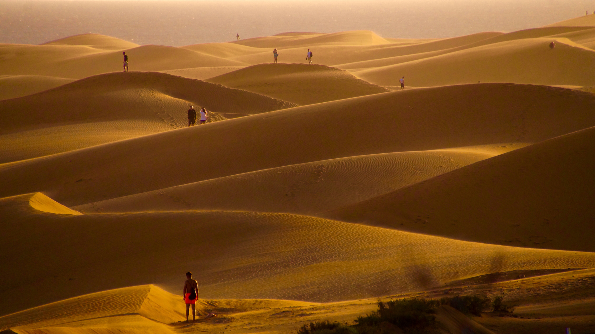 deine Spuren im Sand verlieren sich bei Sonnenuntergang 