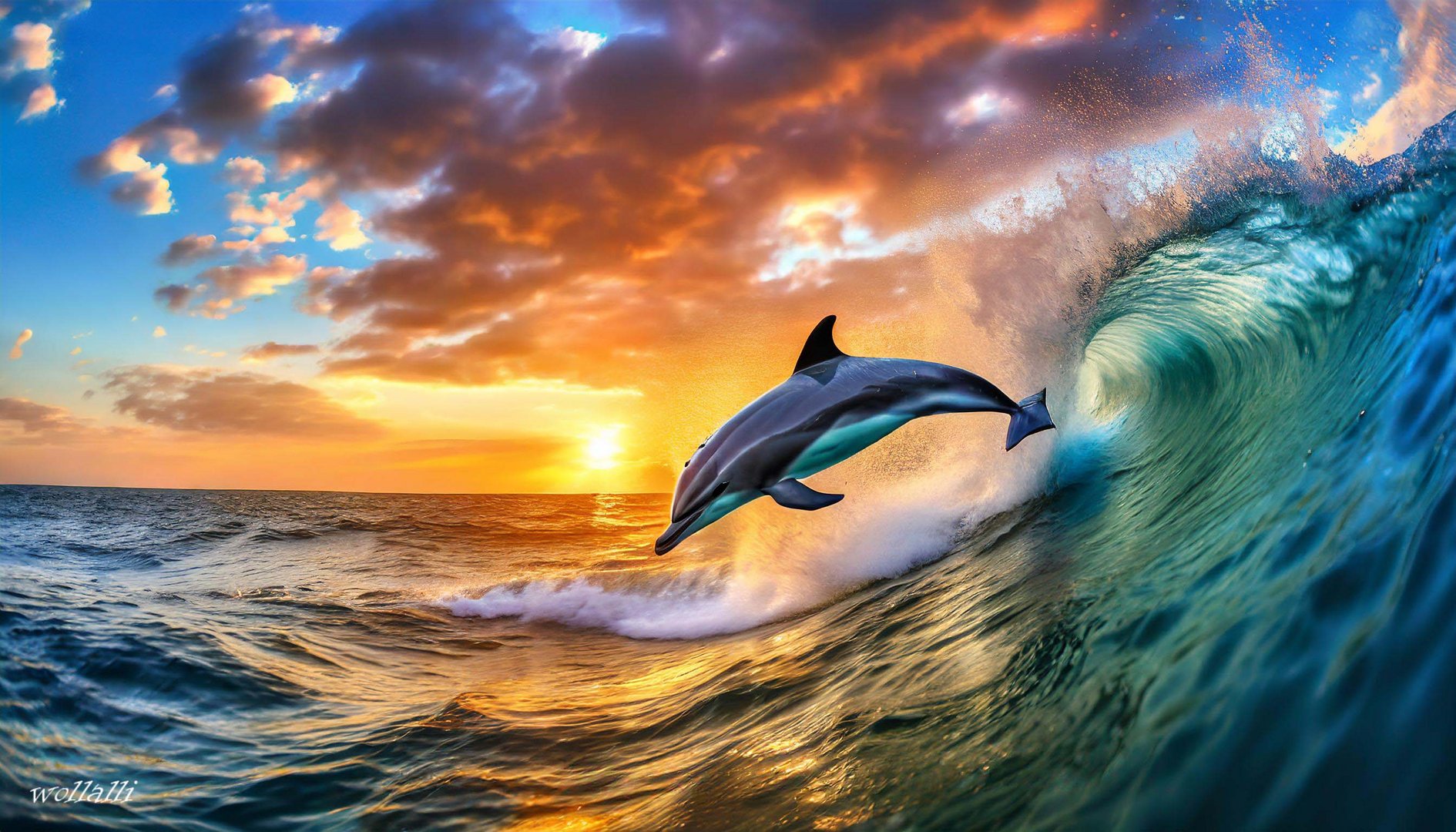 Delphin springt aus einer Welle