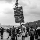 Demonstrant vor der Prager Burg