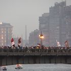 Demonstration der ägyptischen Revolutionsbewegung auf Nilbrücke in Kairo