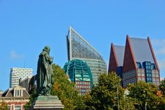 Den Haag - Plein - Willem van Oranje statue, Zurich tower and Castalia tower