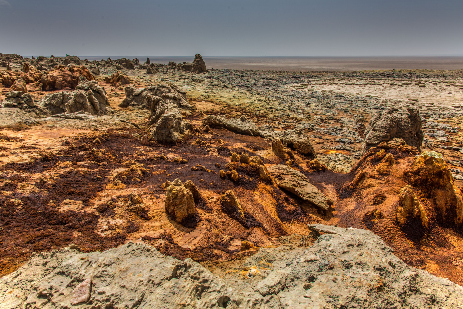 Depuis le site de Dalol, le Danakil à perte de vue...