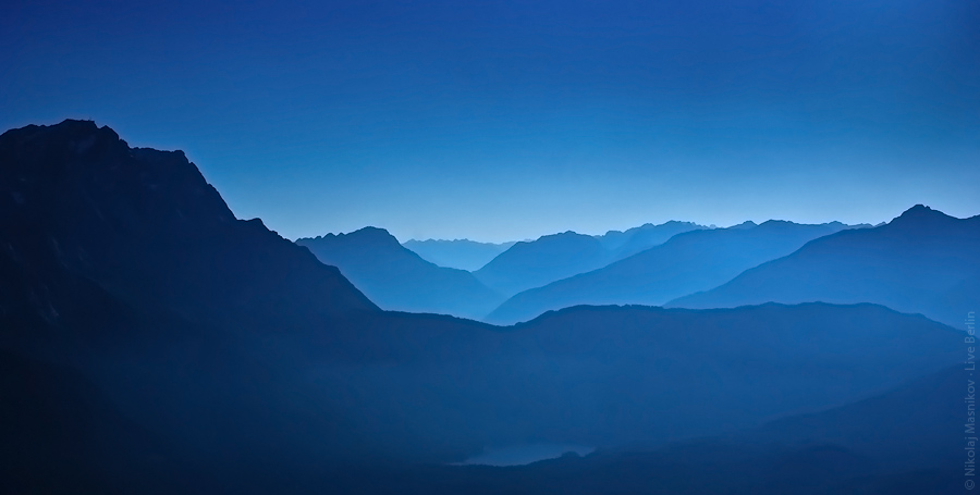 Der abendliche Aussicht von der Kramerspitz