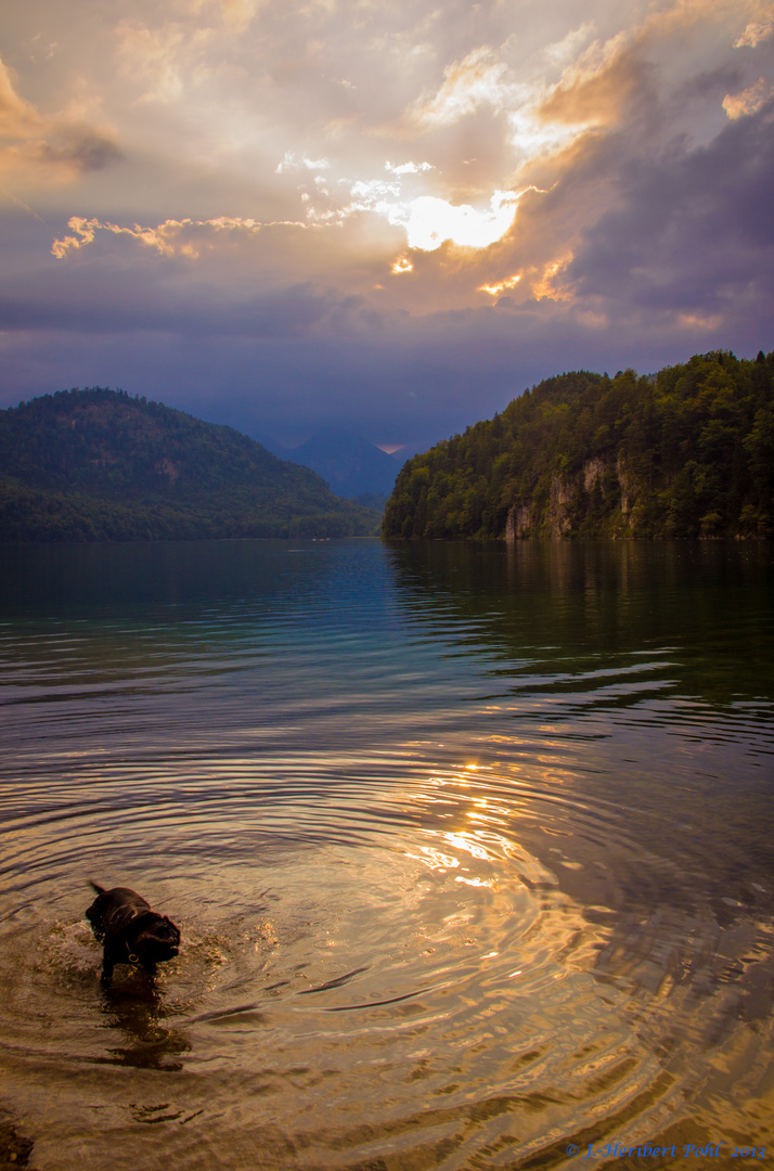 Der Albsee bei Hohenschwangau, Allgäu, kurz vor einem Gewitter 01