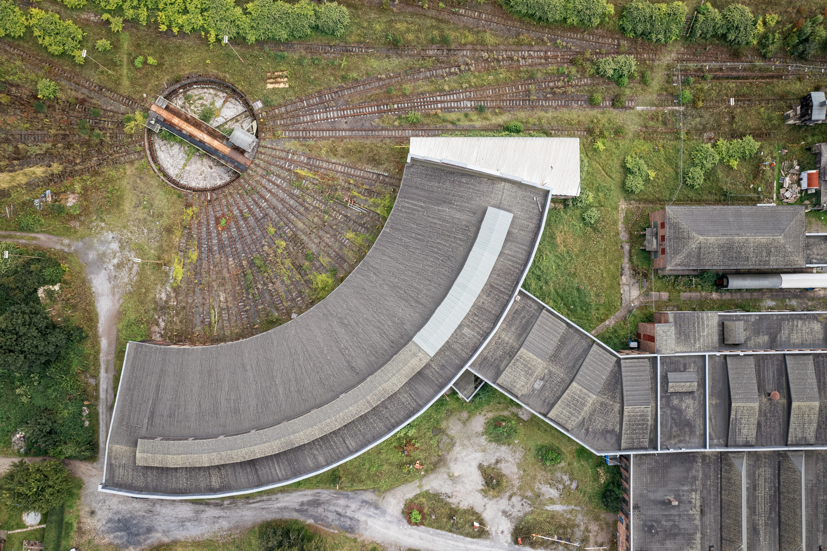 der alte Ringlokschuppen aus Drohnensicht