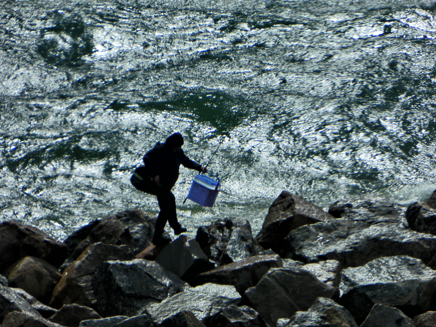 DER ANGLER MIT DER BLAUEN KÜHLBOX...