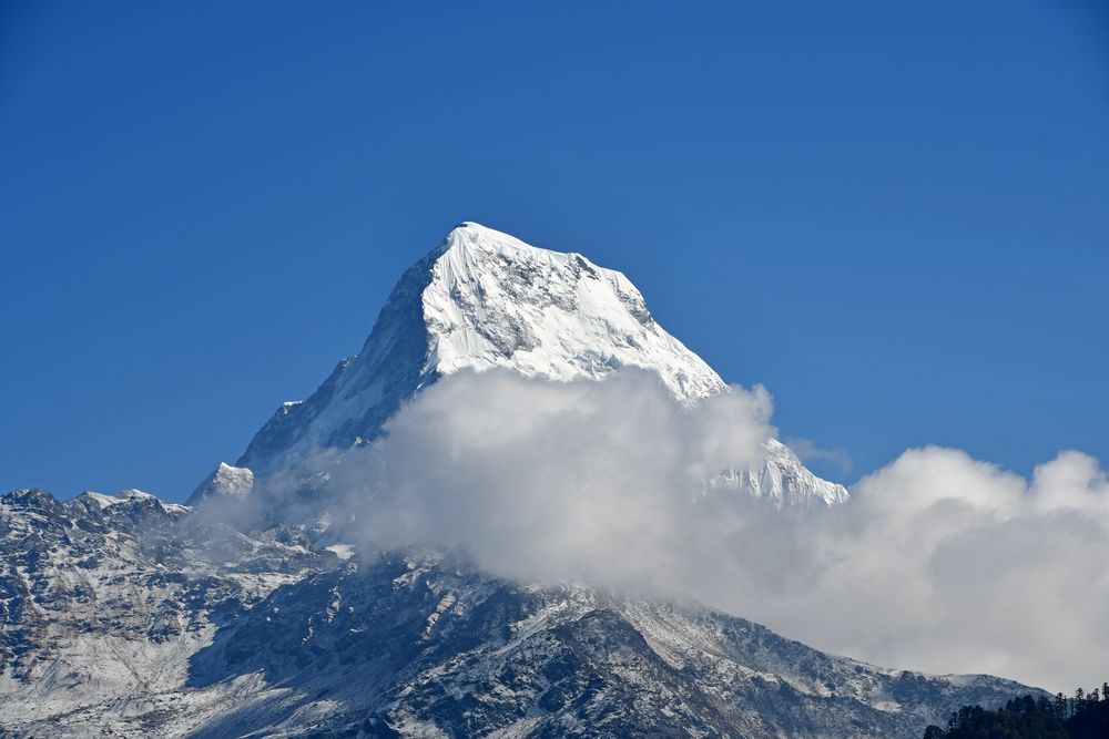 Der Annapurna South (7219 m) von Ghorepani (2870 m)