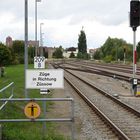 Der Bahnhof Wolgast mit verwirrenden Schildern
