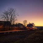 Der Bahnof "Tiengen am Hochrhein" beim Sonnenuntergang