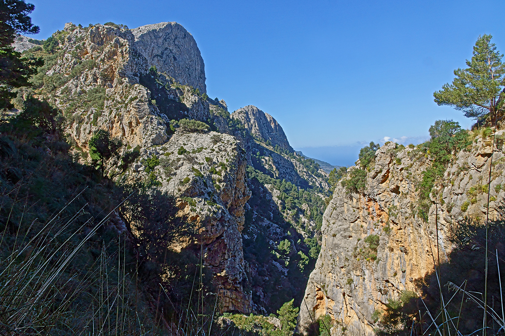 der Barranco und der Puig de Biniaraix