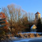 Der Baruther Dorfteich im Winterkleid