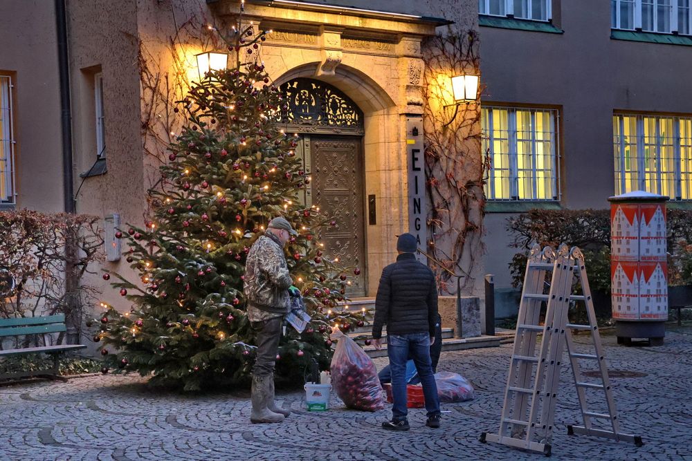 Der Baum ist fast fertig geschmückt! 