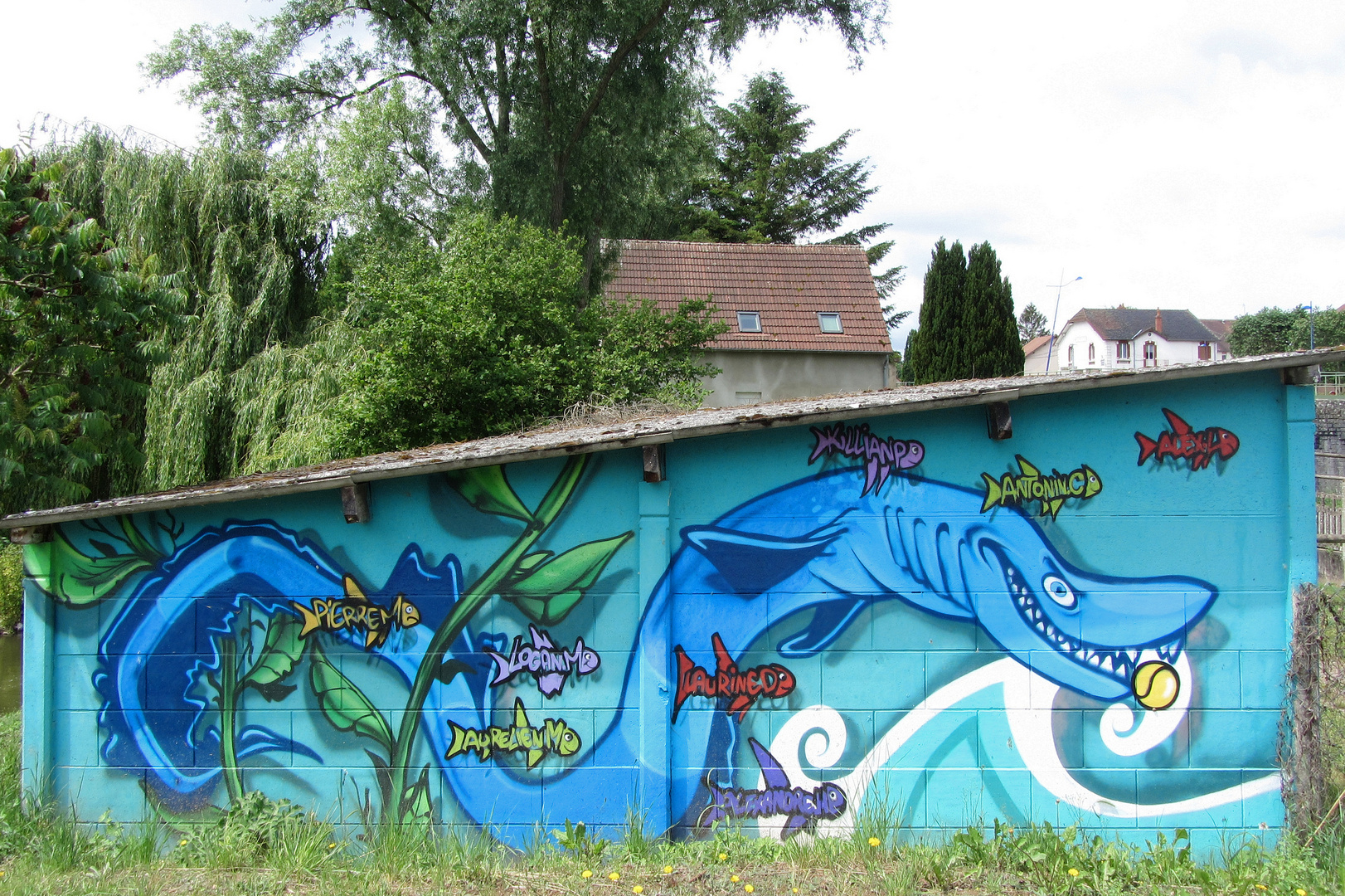 der blaue Fisch am Ortsrand