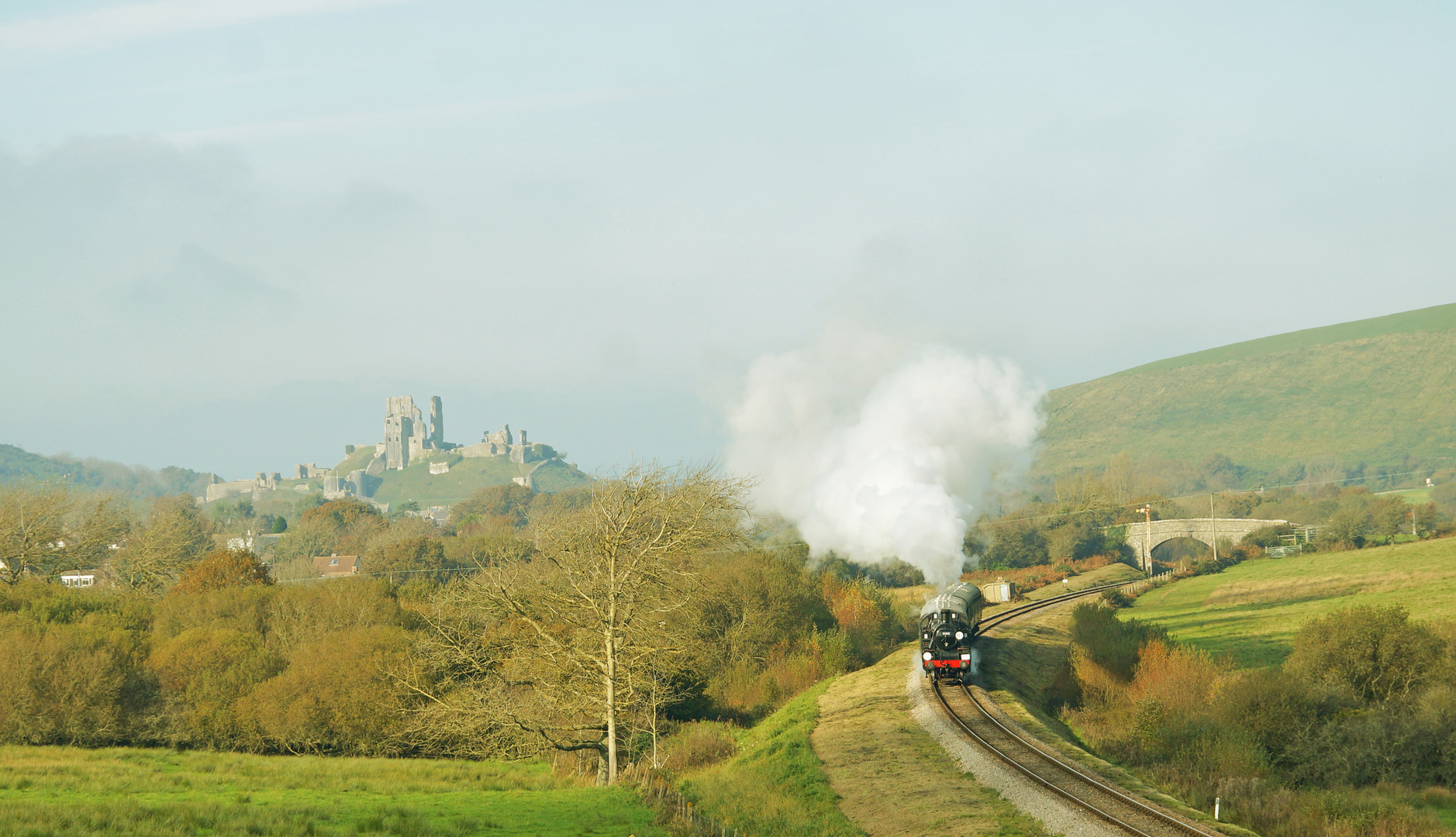 Der Blick auf Corfe Castle