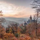 Der Blick vom Schloss Wernigerode bis zum Brocken 