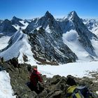 Der Blick vom Wilden Hinterem Turm über die Gletscher der Stubaier Alpen 